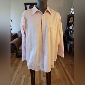 Geoffrey Beene Pink Button Front Dress Shirt Size 19